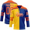 Custom Royal Orange Yellow-White Split Fashion Hockey Lace Neck Jersey