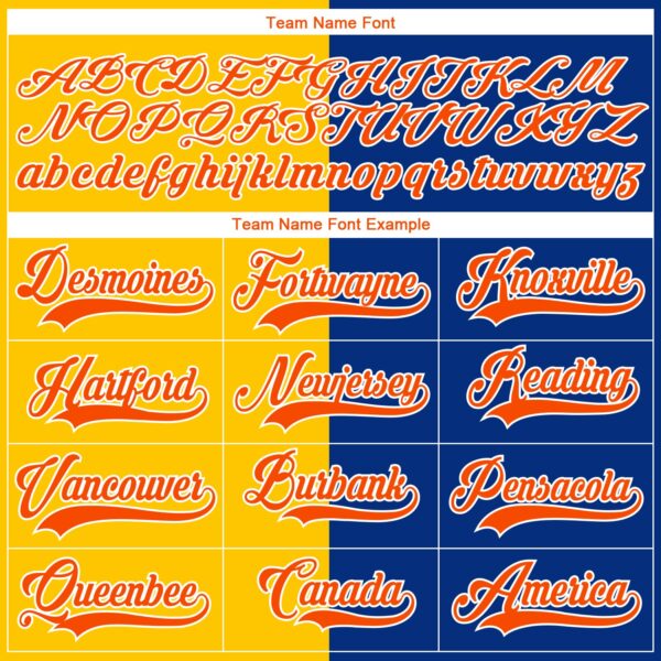 Custom Royal Orange Yellow-White Split Fashion Hockey Lace Neck Jersey