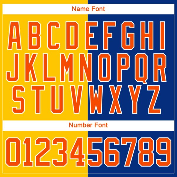 Custom Royal Orange Yellow-White Split Fashion Hockey Lace Neck Jersey