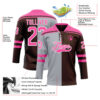 Custom Brown Pink Gray-White Split Fashion Hockey Lace Neck Jersey