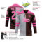 Custom Brown Pink Gray-White Split Fashion Hockey Lace Neck Jersey