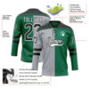 Custom Kelly Green Black Gray-White Split Fashion Hockey Lace Neck Jersey