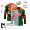 Custom Green Orange Gray-White Split Fashion Hockey Lace Neck Jersey