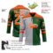 Custom Green Orange Gray-White Split Fashion Hockey Lace Neck Jersey