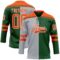 Custom Green Orange Gray-White Split Fashion Hockey Lace Neck Jersey