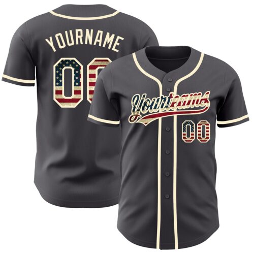 SteelGray0010_3e19a4a9-84e2-4a1d-a417-4305261acab4 Custom Steel Gray Vintage USA Flag-Cream Authentic Baseball Jersey