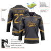 Custom Steel Gray Old Gold-Black Hockey Lace Neck Jersey