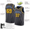 Custom Steel Gray Gold-Light Blue Authentic Basketball Jersey