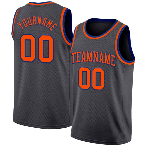 Custom Steel Gray Orange-Royal Authentic Basketball Jersey