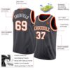 Custom Steel Gray White-Orange Authentic Basketball Jersey