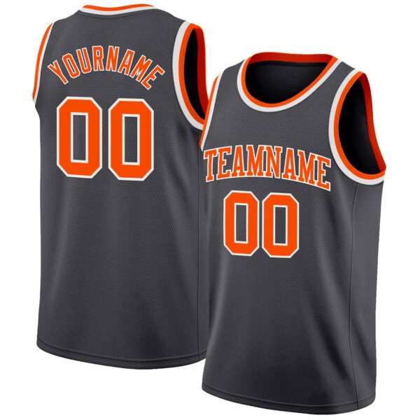 Custom Steel Gray Orange-White Authentic Basketball Jersey