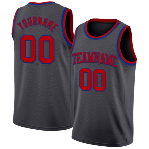 Custom Steel Gray Red-Royal Authentic Basketball Jersey