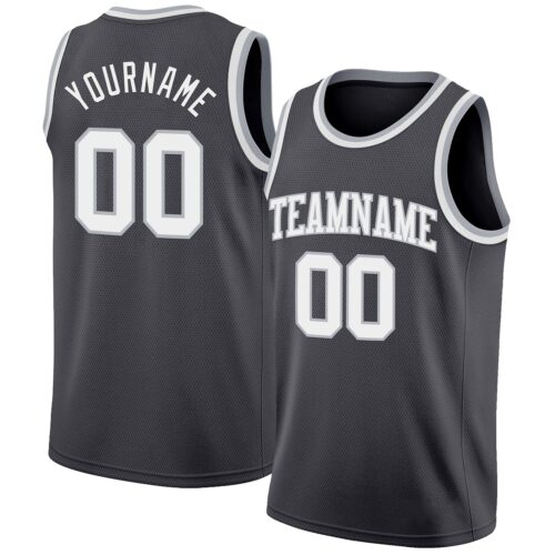 Custom Steel Gray White-Gray Authentic Basketball Jersey