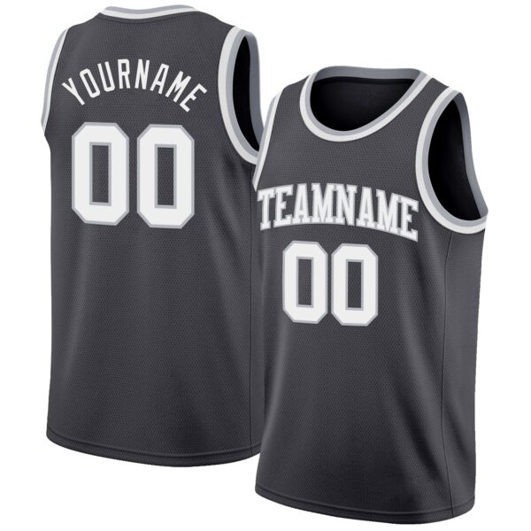 Custom Steel Gray White-Gray Authentic Basketball Jersey