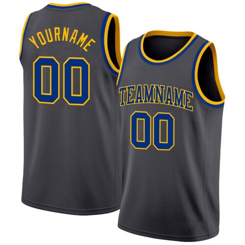 Custom Steel Gray Royal-Gold Authentic Basketball Jersey