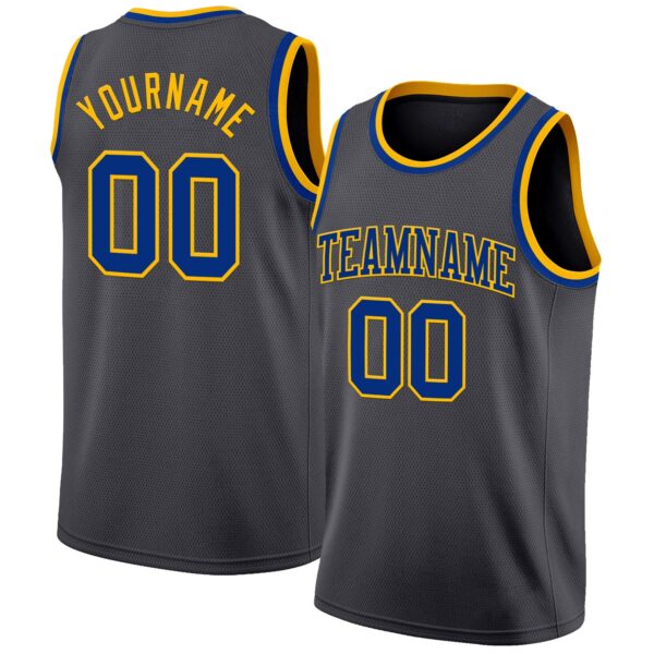 Custom Steel Gray Royal-Gold Authentic Basketball Jersey