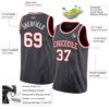 Custom Steel Gray White-Red Authentic Basketball Jersey