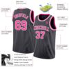 Custom Steel Gray Pink-White Authentic Basketball Jersey