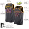 Custom Steel Gray Purple-Gold Authentic Basketball Jersey