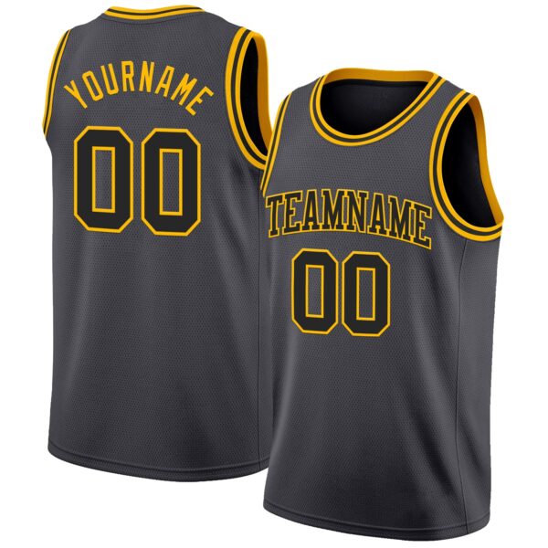 Custom Steel Gray Black-Gold Authentic Basketball Jersey