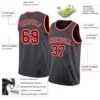 Custom Steel Gray Red-White Authentic Basketball Jersey