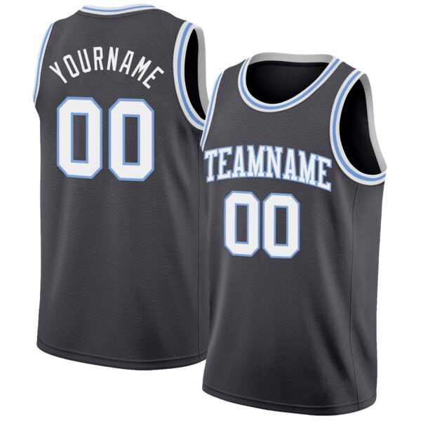 Custom Steel Gray White-Light Blue Authentic Basketball Jersey