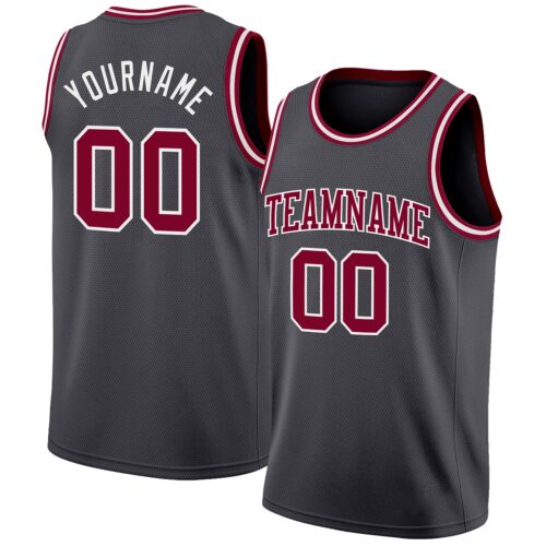 SteelGray0111 Custom Steel Gray Maroon-White Authentic Basketball Jersey
