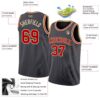 Custom Steel Gray Red-Cream Authentic Basketball Jersey