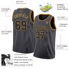 Custom Steel Gray Black-Old Gold Authentic Basketball Jersey