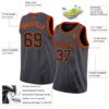 Custom Steel Gray Black-Orange Authentic Basketball Jersey