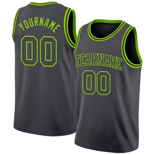 SteelGray0118 Custom Steel Gray Neon Green Authentic Basketball Jersey