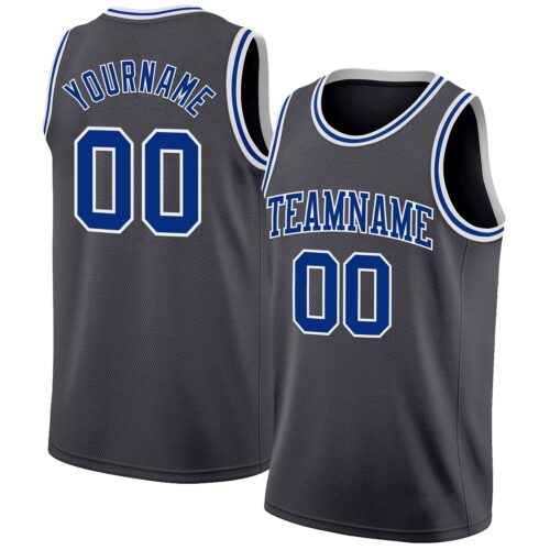 SteelGray0119 Custom Steel Gray Royal-White Authentic Basketball Jersey