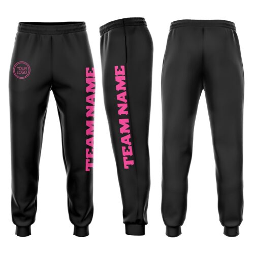 Sweatpants0006 Custom Black Pink Fleece Jogger Sweatpants