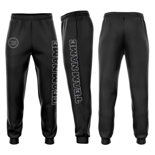 Sweatpants0019 Custom Black Black-Gray Fleece Jogger Sweatpants