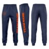 Custom Navy Orange Fleece Jogger Sweatpants