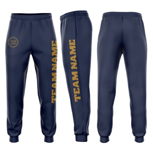 Sweatpants0025 Custom Navy Old Gold Fleece Jogger Sweatpants