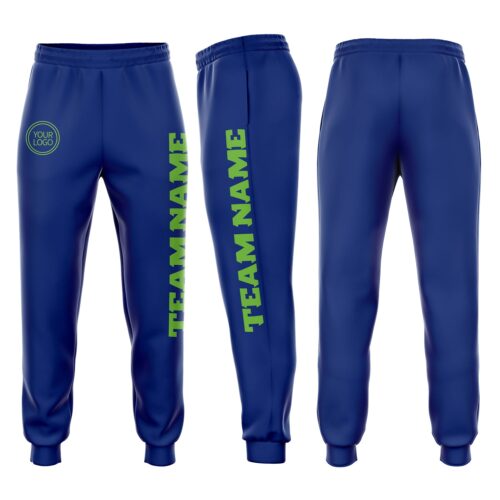 Sweatpants0036 Custom Royal Neon Green Fleece Jogger Sweatpants