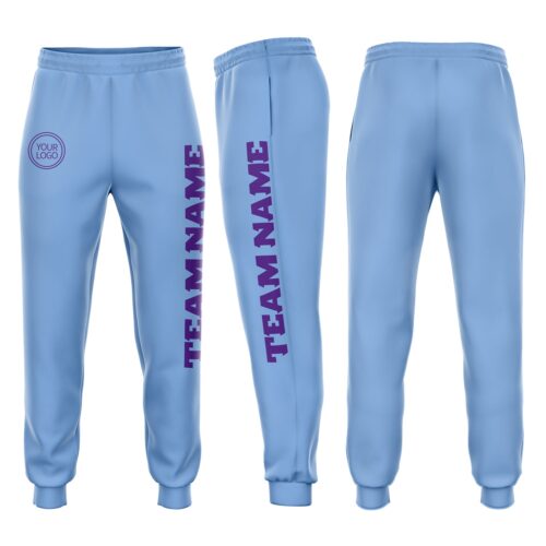 Sweatpants0047 Custom Light Blue Purple Fleece Jogger Sweatpants