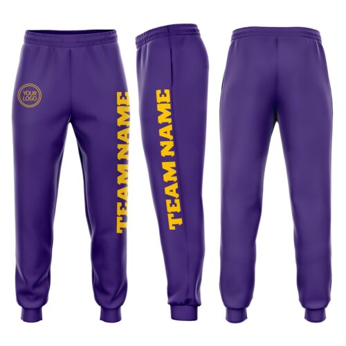Sweatpants0064 Custom Purple Gold Fleece Jogger Sweatpants