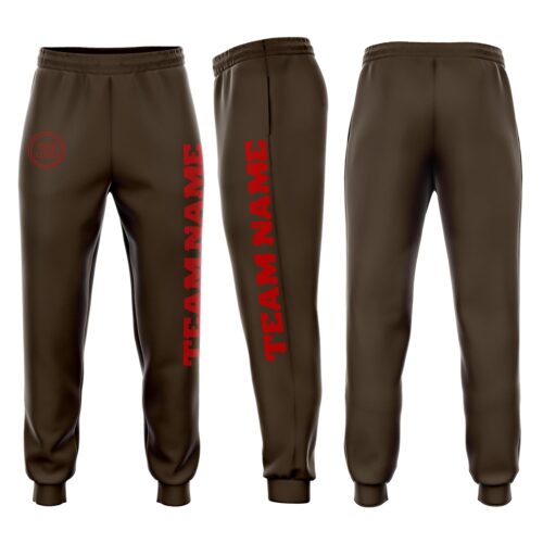 Sweatpants0068 Custom Brown Red Fleece Jogger Sweatpants