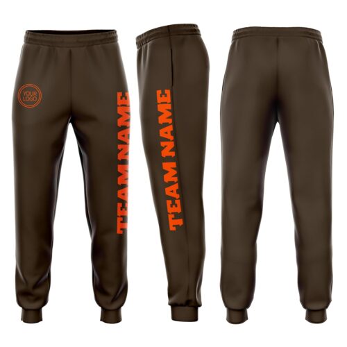 Sweatpants0070 Custom Brown Orange Fleece Jogger Sweatpants