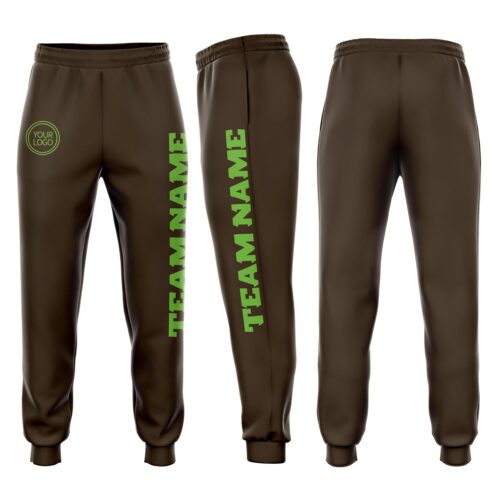 Sweatpants0071 Custom Brown Neon Green Fleece Jogger Sweatpants