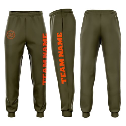 Sweatpants0082 Custom Olive Orange Fleece Salute To Service Jogger Sweatpants