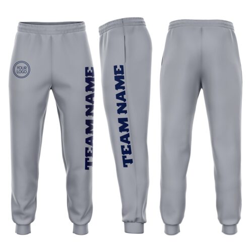 Sweatpants0093 Custom Gray Navy Fleece Jogger Sweatpants