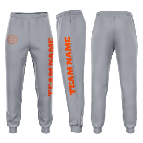 Sweatpants0097 Custom Gray Orange Fleece Jogger Sweatpants
