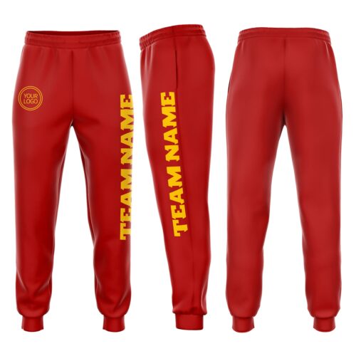 Sweatpants0103 Custom Red Gold Fleece Jogger Sweatpants