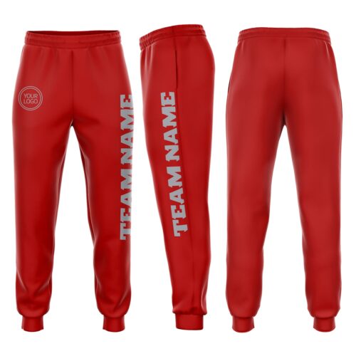 Sweatpants0106 Custom Red Gray Fleece Jogger Sweatpants