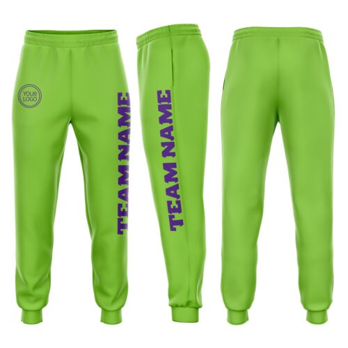 Sweatpants0111 Custom Neon Green Purple Fleece Jogger Sweatpants