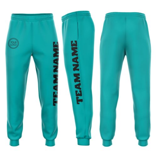Sweatpants0113 Custom Aqua Black Fleece Jogger Sweatpants