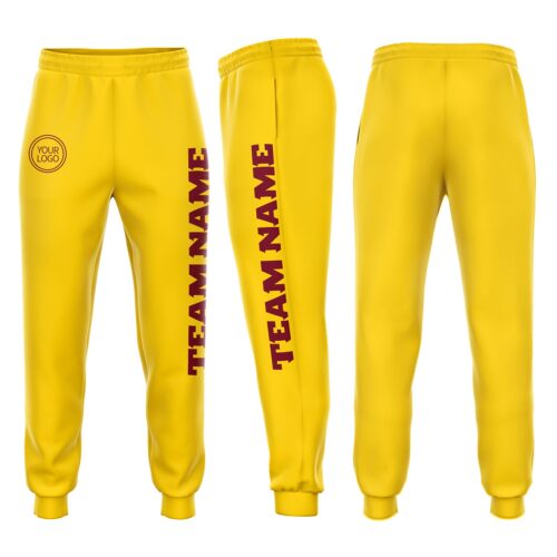 Sweatpants0129 Custom Gold Crimson Fleece Jogger Sweatpants
